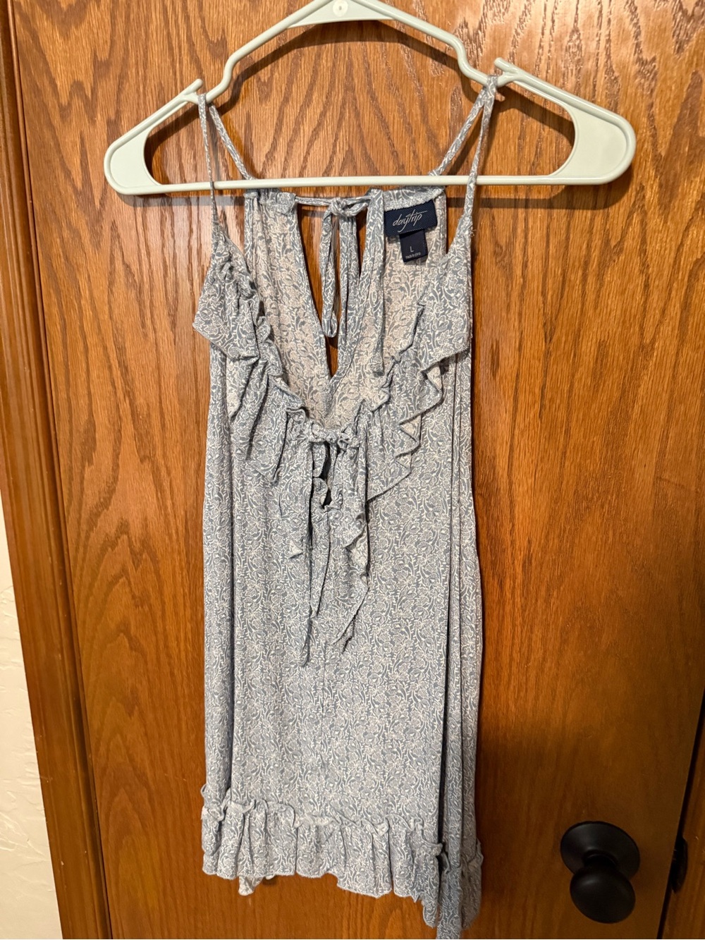 Daytrip Pale Blue Patterned Tie-Back Cami
